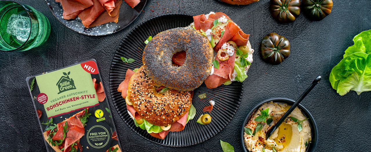 Billies vegane Bagels mit Rohschinken