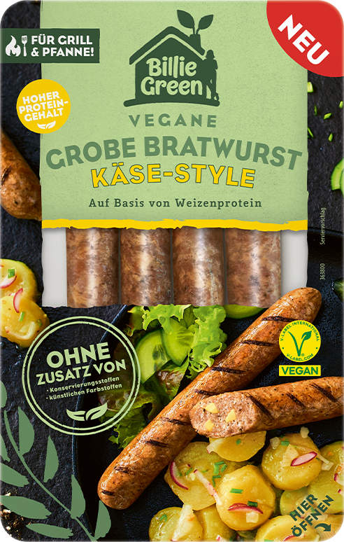 Vegane Grobe Bratwurst Käse-Style